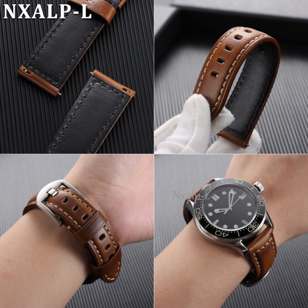 Oil Wax Cowhide Strap 18 20mm  - Omega Watch Speedmaster 评论和价格