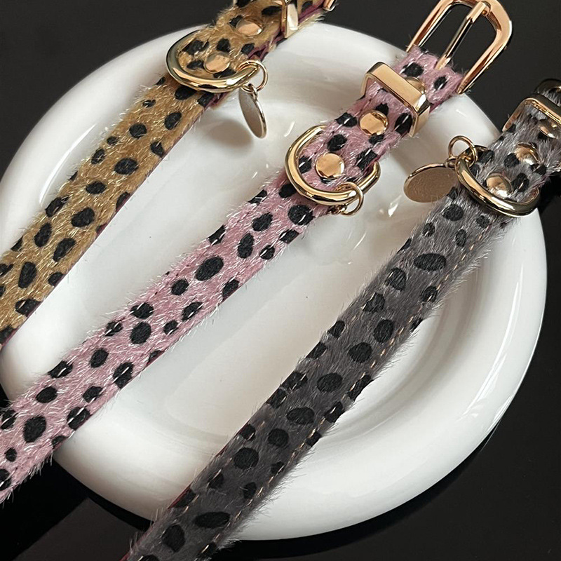 Leopard Pattern Small Dog Coll - Leather Strap Quick Release 评论和价格