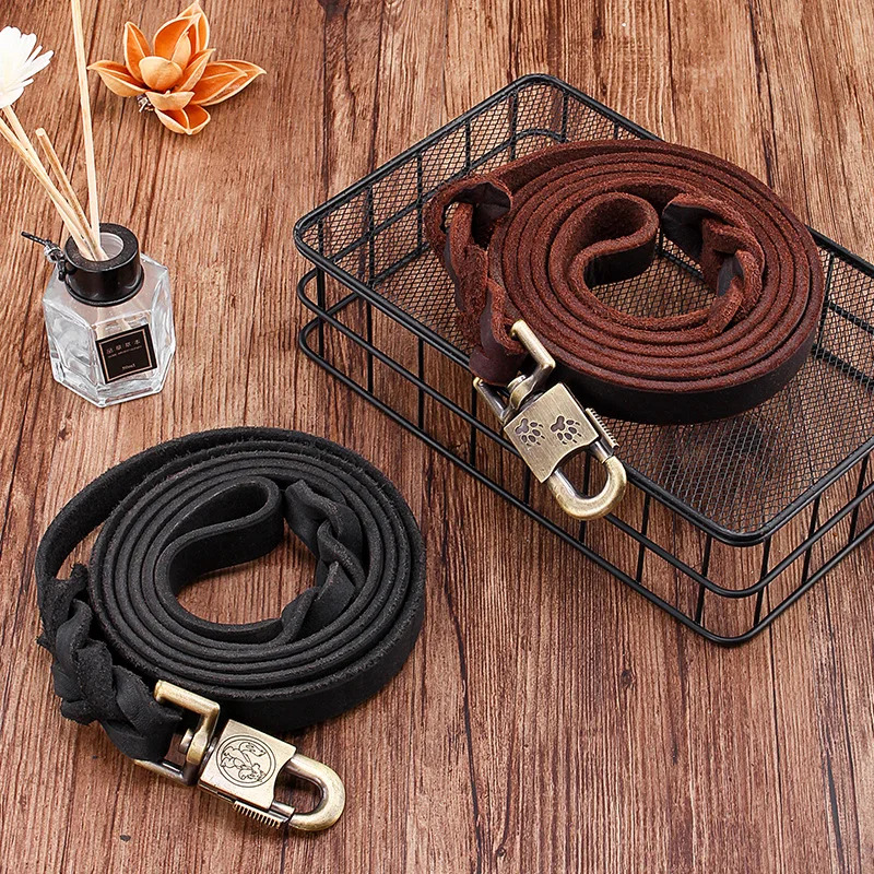 Genuine Leather Dog Leash - To - Leather Strap Quick Release 评论和价格